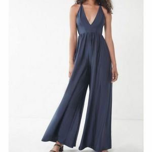 Urban Outfitters Gia Plunging Shimmer Jumpsuit